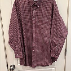 Izod Men's Red Plaid Button Down Shirt